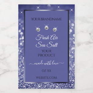 Glamourous Blue Glitter Product Labels Diamonds