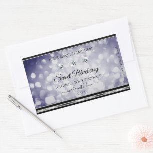 Glamourous Blue Glitter Product Labels Rhinestones