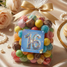 Glamourous Blue Gold Glitter Balloons Sweet 16