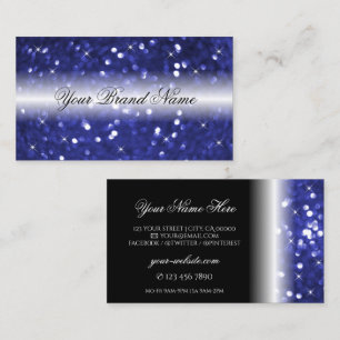 Glamourous Blue Sparkling Glitter and Stars Stylis Business Card