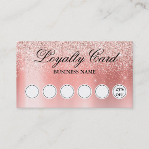 Glamourous Blush Rose Gold Glitter Loyalty Card