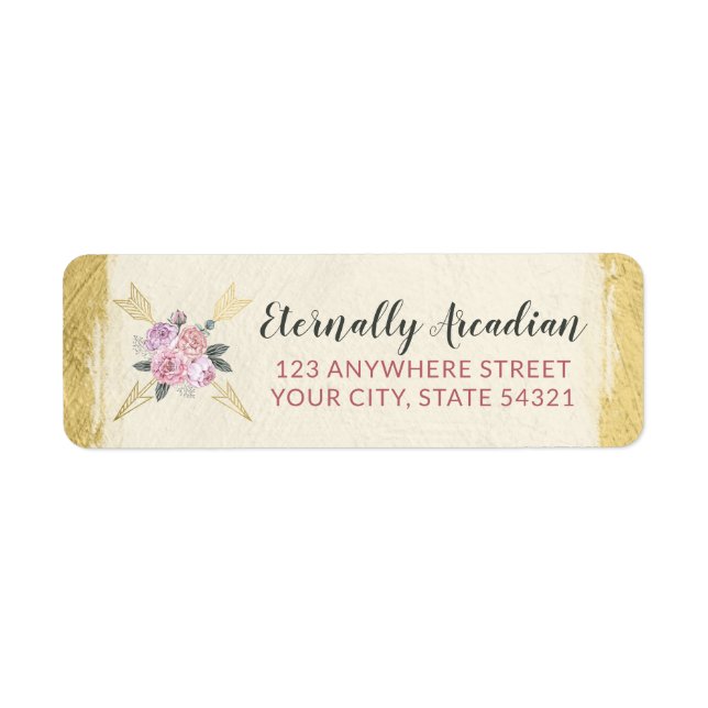 Glamourous Bohemian Floral Arrow Return Address Label (Front)