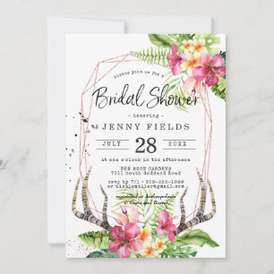 Glamourous Boho Tropical Deer Antler Bridal Shower