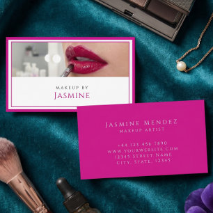 Glamourous Bold Fuchsia Professional Makeup Artist Business Card