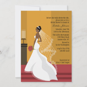 Glamourous Bride African-American Bridal Shower In Invitation