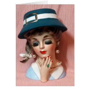 Glamourous Buckle Hat Head Vase Lady  Fingernails