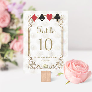 Glamourous Casino Gold White Art Deco Wedding Table Number