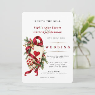 Glamourous Casino Night Burgundy Wedding Invitation