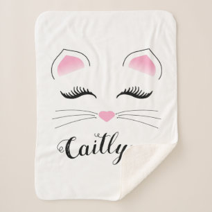 Glamourous Cat Face Sherpa Blanket