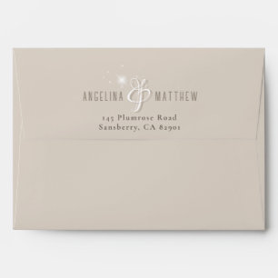 Glamourous Champagne Glitter Luxury Wedding  Envelope