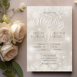Glamourous Champagne Glitter Luxury Wedding Invitation