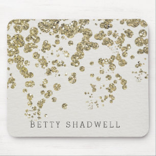Glamourous Champagne Gold Confetti on Ivory Mouse Pad