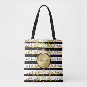 Glamourous Chic faux gold metallic stripes Tote Bag