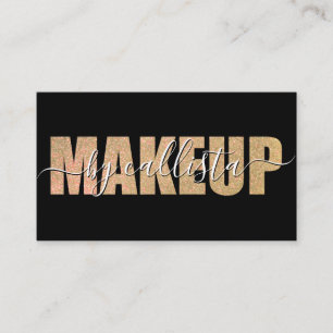 Glamourous Chic Gold Glitter Typography Makeup Business Card