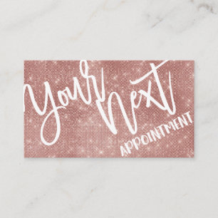 Glamourous Chic Rose Gold Glitter Sequins Modern Appointment Card