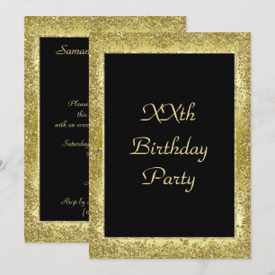 Glamourous Classy Gold & Black Birthday Invitation