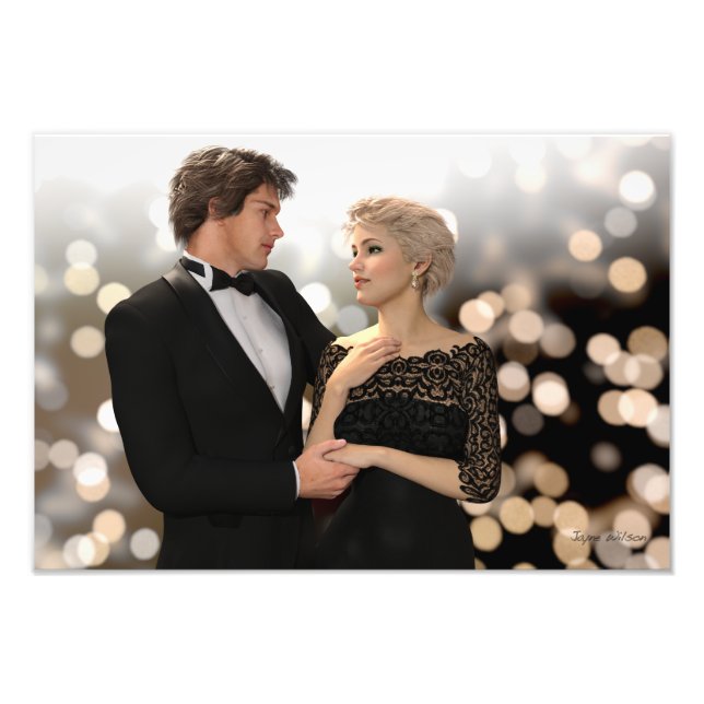 Glamourous Couple with Twinkling Bokeh Photo Print (Front)