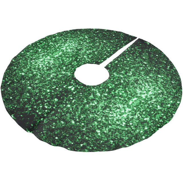 Glamourous Dark Green glitter sparkles Brushed Polyester Tree Skirt (Angled)