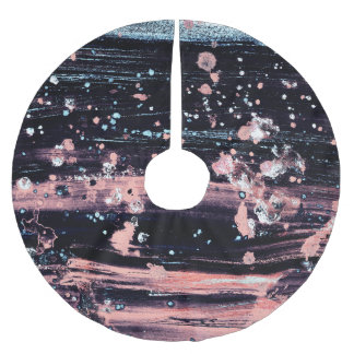 Glamourous Dark Grey Pink Spotlight Brushed Polyester Tree Skirt