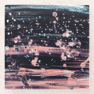 Glamourous Dark Grey Pink Spotlight Glass Coaster