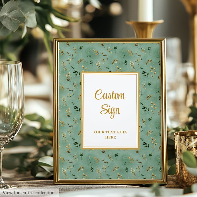 Glamourous Deep Green Gold Eucalyptus Custom Sign (Glamorous Deep Green Gold Eucalyptus Custom Sign)