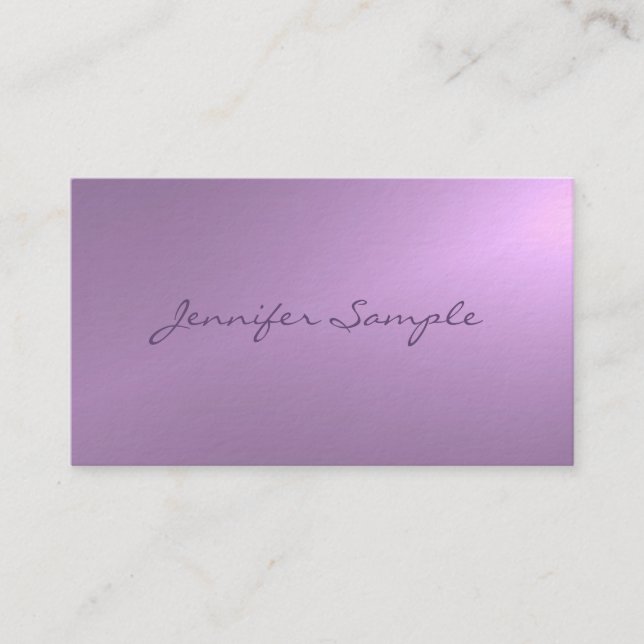Glamourous Design Elegant Purple Elite Plain Business Card (Front)