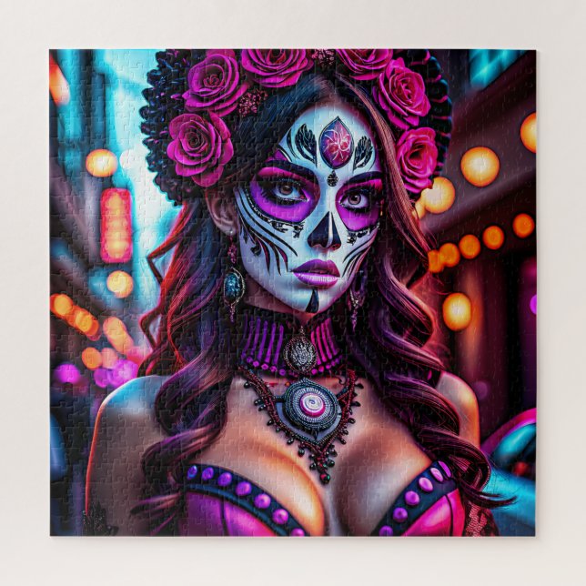 Glamourous Día de los Muertos Catrina portrait wit Jigsaw Puzzle (Vertical)