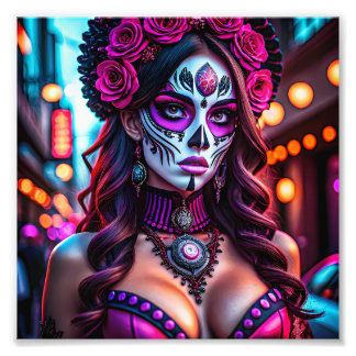 Glamourous Día de los Muertos Catrina portrait wit Photo Print