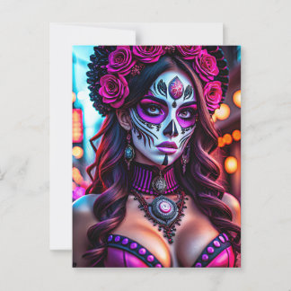 Glamourous Día de los Muertos Catrina portrait wit Postcard
