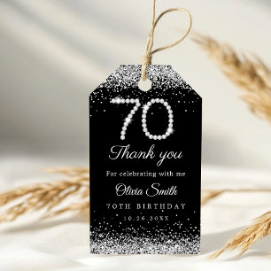 Glamourous Diamonds 70th Birthday Party Thank you  Gift Tags