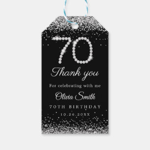Glamourous Diamonds 70th Birthday Party Thank you  Gift Tags