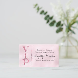 Glamourous Diamonds Pink Glitter VIP Loyalty Business Card