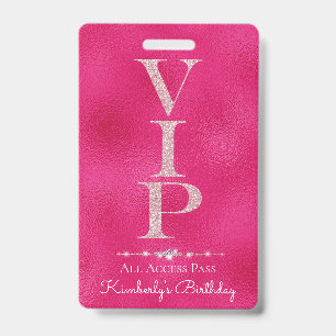 Glamourous Diamonds Pink Glitter VIP Loyalty ID Badge