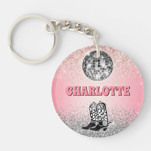 Glamourous Disco Retro Theme Custom Key Ring (Front)