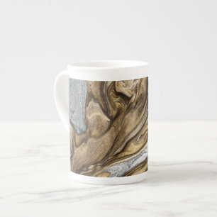 Glamourous Earthy Marble Swirl Pattern Bone China Mug