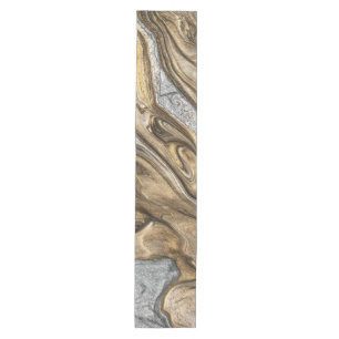 Glamourous Earthy Marble Swirl Pattern Medium Table Runner