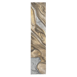 Glamourous Earthy Marble Swirl Pattern Short Table Runner