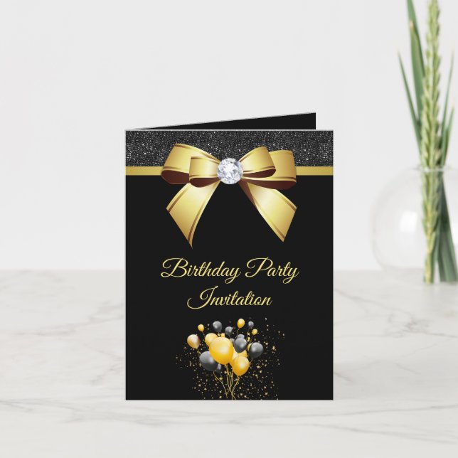 Glamourous Elegance Birthday Party Invitation (Front)