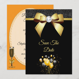 Glamourous Elegance Birthday Party Save The Date