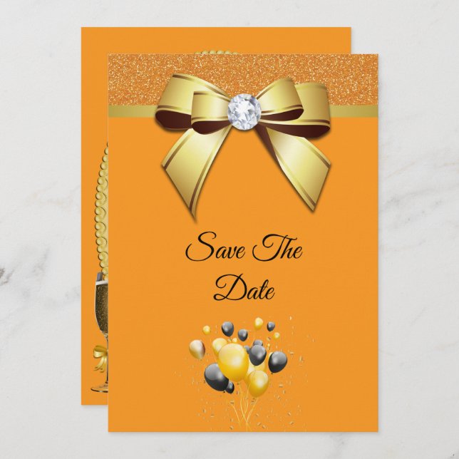 Glamourous Elegance Birthday Party Save The Date (Front/Back)