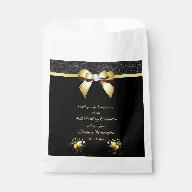 Glamourous Elegance Birthday Thank You Favour Bag (Front)