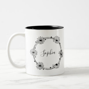Glamourous elegant black and white name monogram c Two-Tone coffee mug