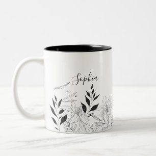 Glamourous elegant black and white name monogram m Two-Tone coffee mug