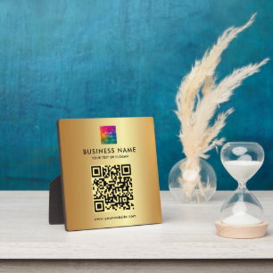 Glamourous Elegant Modern Custom Text Logo QR Code Plaque