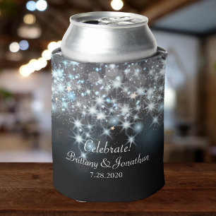 Glamourous Elegant Wedding Glitter Sparkle Lights Can Cooler