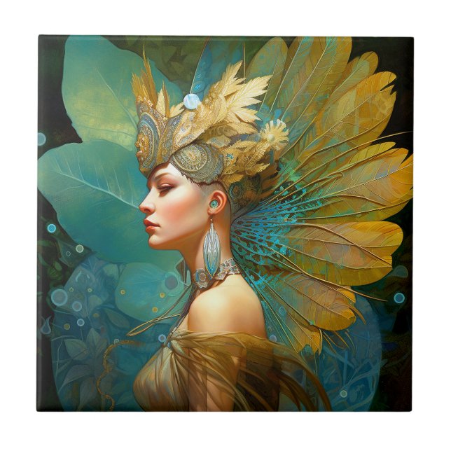 Glamourous Fairy Woman Fantasy Art Ceramic Tile (Front)