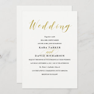 Glamourous Faux Gold Classic Wedding Invitation