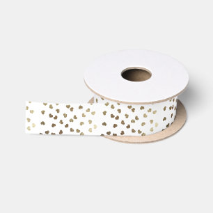 Glamourous Faux Gold Hearts Pattern Satin Ribbon