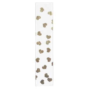 Glamourous Faux Gold Hearts Pattern Short Table Runner