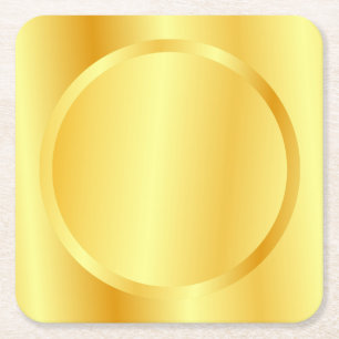 Glamourous Faux Gold Metallic Look Elegant Blank Square Paper Coaster
